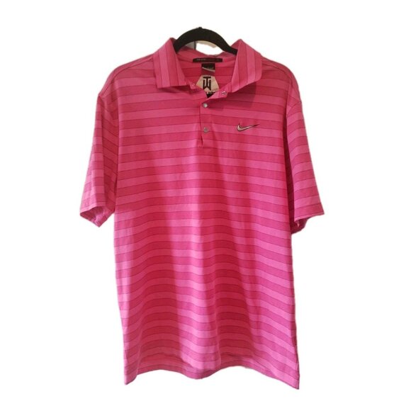 Nike Other - Nike Tiger Woods Foundation Golf Polo Sherwood Country Club Sz L Pink Stripes